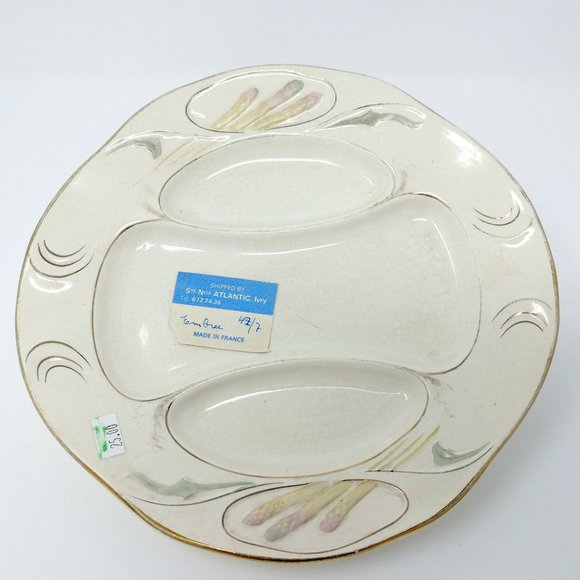Antique French Asparagus Plate UNKNOWN Maker's Mark EMBREE Made in France 42/7 - Picture 2 of 7